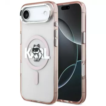Karl Lagerfeld IML Choupette Sketch Logo ovitek MagSafe za iPhone Air, roza
