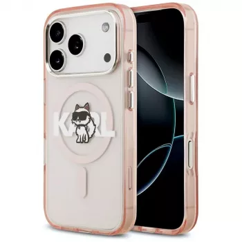 Karl Lagerfeld IML Choupette Sketch Logo ovitek MagSafe za iPhone 17 Pro – roza