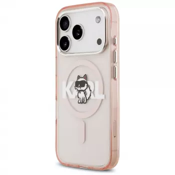 Karl Lagerfeld IML Choupette Sketch Logo ovitek MagSafe za iPhone 17 Pro – roza