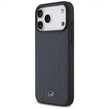 Mercedes usnjen ovitek Laurel Leaves Stripes MagSafe za iPhone 17 Pro Max, moder