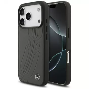 Mercedes usnjen ovitek Large Laurel Leaf MagSafe za iPhone 17 Pro, antracit