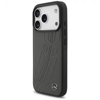Mercedes usnjen ovitek Large Laurel Leaf MagSafe za iPhone 17 Pro, antracit
