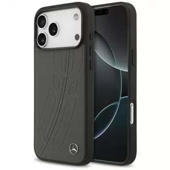 Mercedes usnjen ovitek Large Laurel Leave MagSafe za iPhone 17 Pro Max, antracit