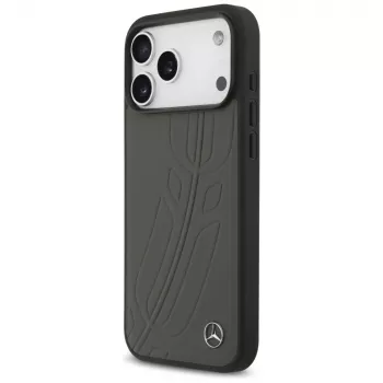 Mercedes usnjen ovitek Large Laurel Leave MagSafe za iPhone 17 Pro Max, antracit