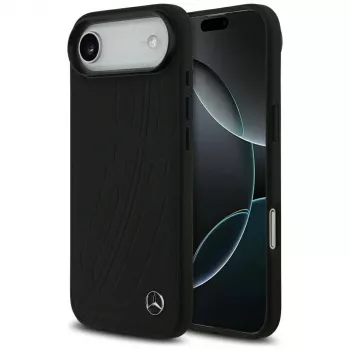 Mercedes usnjen ovitek Large Laurel Leave MagSafe za iPhone Air, črn