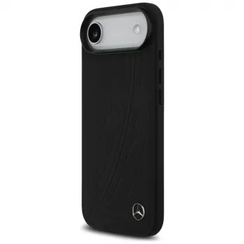 Mercedes usnjen ovitek Large Laurel Leave MagSafe za iPhone Air, črn