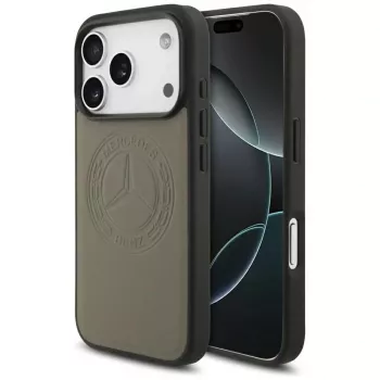 Mercedes usnjen ovitek z logotipom Vintage in MagSafe za iPhone 17 Pro, taupe