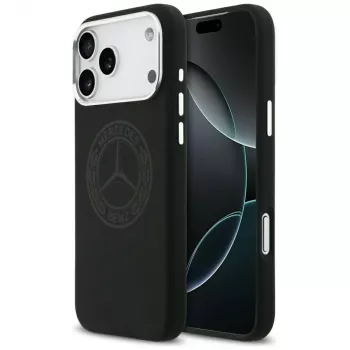 Mercedes silikonski ovitek z logotipom Vintage MagSafe za iPhone 17 Pro Max, črn