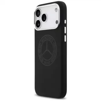 Mercedes silikonski ovitek z logotipom Vintage MagSafe za iPhone 17 Pro Max, črn