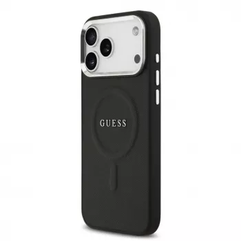 Guess Classic Logo ovitek MagSafe za iPhone 17 Pro Max, črn