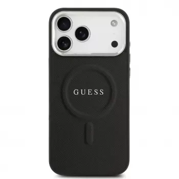 Guess Classic Logo ovitek MagSafe za iPhone 17 Pro Max, črn