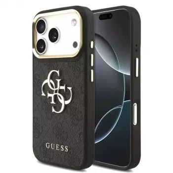 Guess 4G Big 4G Classic Logo ovitek za iPhone 17 Pro Max (črno-zlat)