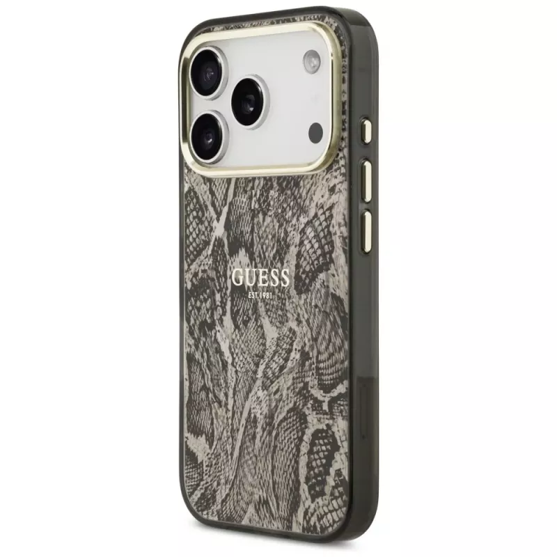 Guess Python Pattern MagSafe ovitek za iPhone 17 Pro rjav