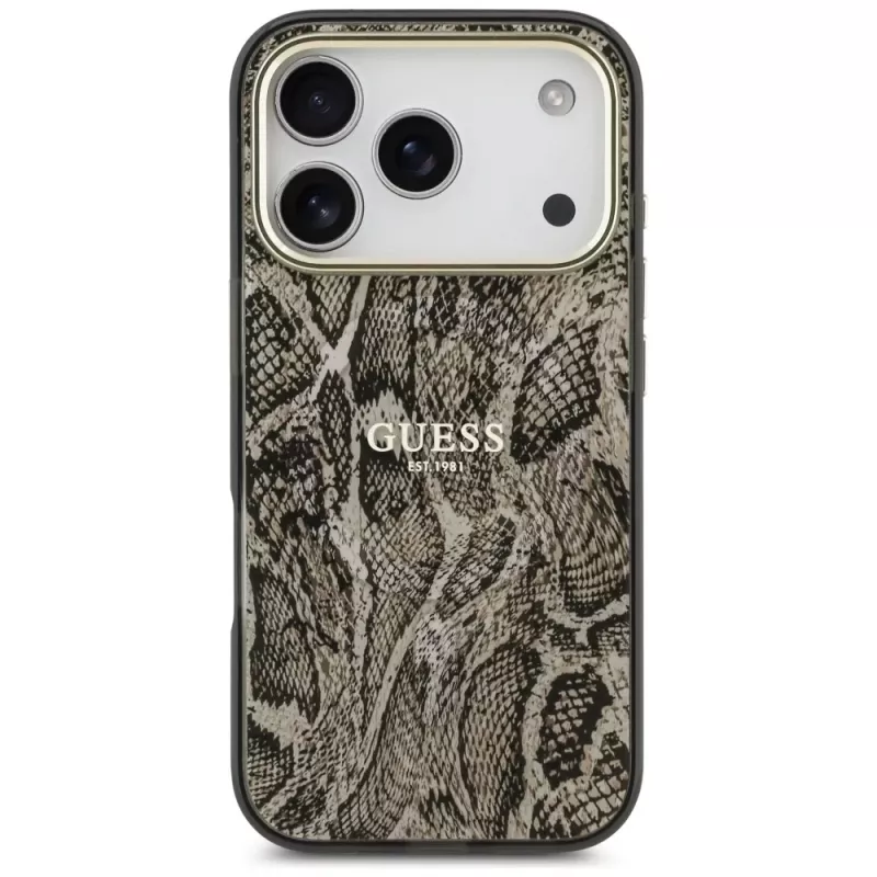 Guess Python Pattern MagSafe ovitek za iPhone 17 Pro rjav