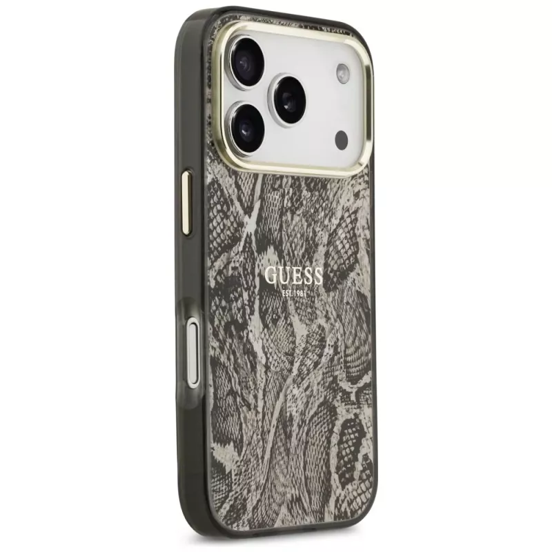 Guess Python Pattern MagSafe ovitek za iPhone 17 Pro rjav