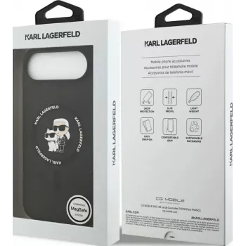 KARL LAGERFELD silikonski Karl & Choupette Ring MagSafe ovitek za Apple iPhone Air - črn