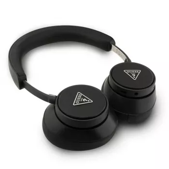 Guess Bluetooth naglavne slušalke ENC Saffiano Triangle Logo črne