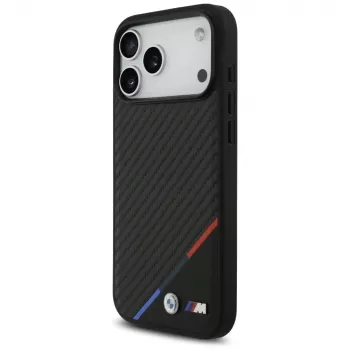 BMW M Carbon Tricolor Line MagSafe ovitek za iPhone 17 Pro Max, črn