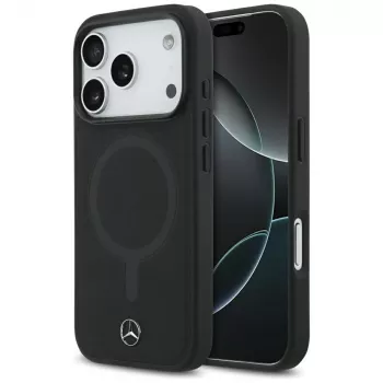 Mercedes Plain Smooth Leather MagSafe ovitek za iPhone 17 Pro, črn