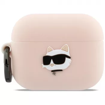 Karl Lagerfeld Silicone Choupette Head 3D ovitek za AirPods Pro 3, roza