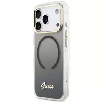 Guess IML Gradient Script Metal MagSafe ovitek za Apple iPhone 17 Pro Max, črn