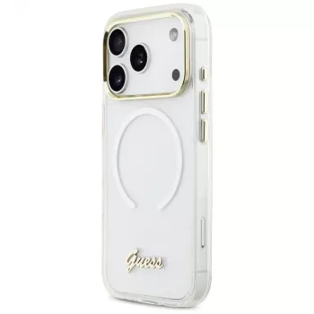 Guess IML Gradient Script Metal MagSafe ovitek za Apple iPhone 17 Pro, bel