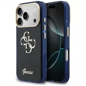 Guess IML 4G Script Metal ovitek za Apple iPhone 17 Pro, moder