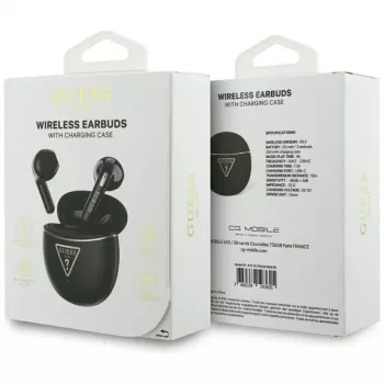 Guess Gold Line Triangle TWS Bluetooth ušesne slušalke s polnilnim ohišjem (črne)