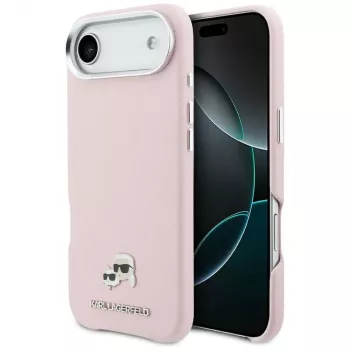 KARL LAGERFELD Karl & Choupette Head Pins Saffiano MagSafe ovitek za Apple iPhone Air, roza