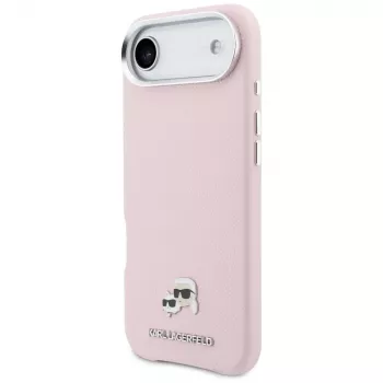 KARL LAGERFELD Karl & Choupette Head Pins Saffiano MagSafe ovitek za Apple iPhone Air, roza
