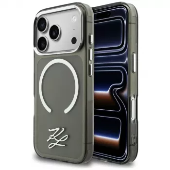 KARL LAGERFELD IML KL Script Logo MagSafe ovitek za Apple iPhone 17 Pro, črn