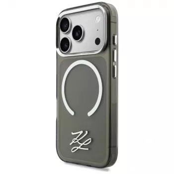 KARL LAGERFELD IML KL Script Logo MagSafe ovitek za Apple iPhone 17 Pro, črn