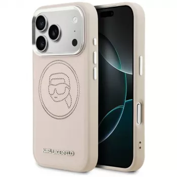 Karl Lagerfeld K Head Point Logo MagSafe ovitek za Apple iPhone 17 Pro, roza