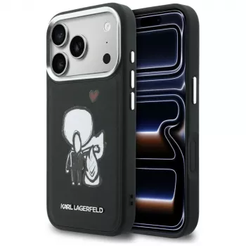 KARL LAGERFELD Karl & Choupette Back Logo MagSafe ovitek za iPhone 17 Pro Max, črn