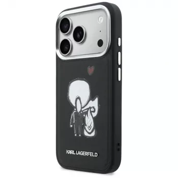 KARL LAGERFELD Karl & Choupette Back Logo MagSafe ovitek za iPhone 17 Pro Max, črn