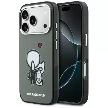KARL LAGERFELD Karl & Choupette Back MagSafe ovitek za iPhone 17 Pro Max, črn