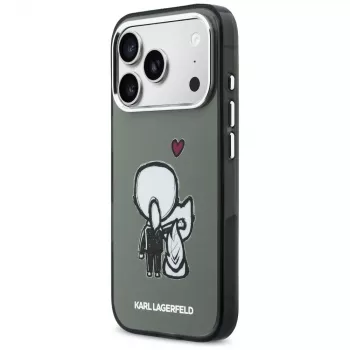 KARL LAGERFELD Karl & Choupette Back MagSafe ovitek za iPhone 17 Pro Max, črn