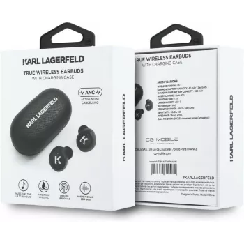 Karl Lagerfeld Saffiano Logo ENC brezžične slušalke TWS, črne
