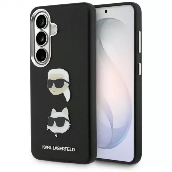 KARL LAGERFELD Saffiano DoubleHeads Metal ovitek za Samsung Galaxy S26, črn
