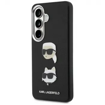 Karl Lagerfeld Saffiano Double Heads Metal ovitek za Samsung Galaxy S26+, črn