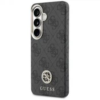 Guess 4G Rhinestone Round Logo MagSafe ovitek za Samsung Galaxy S26 (črn)
