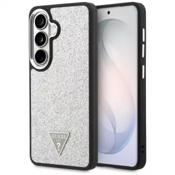 Guess Fixed Glitter Triangle MagSafe ovitek za Samsung Galaxy S26 – srebrn