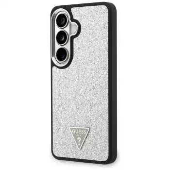 Guess Fixed Glitter Triangle MagSafe ovitek za Samsung Galaxy S26 – srebrn