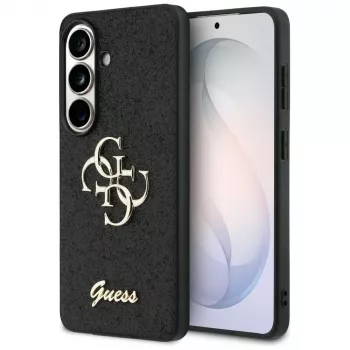 Guess Fixed Glitter Big 4G Metal Logo ovitek za Samsung Galaxy S26 (črn)
