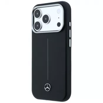 Ovitek Mercedes-Benz Leder Semi Wrap Iconic Line MagSafe za iPhone 17 Pro, črn