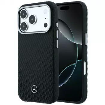 Ovitek Mercedes-Benz Leder Semi Wrap Holzoptik MagSafe za iPhone 17 Pro Max, črn