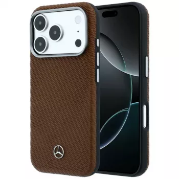 Ovitek Mercedes-Benz Leder Semi Wrap Holzoptik MagSafe za iPhone 17 Pro, camel