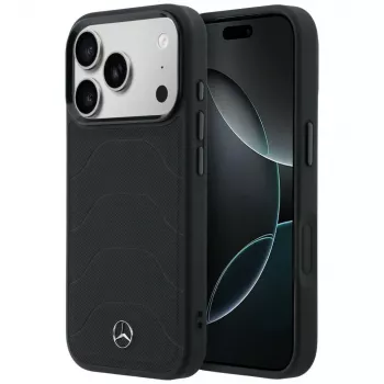 Ovitek Mercedes-Benz Leder Mesh z Bow Line MagSafe za iPhone 17 Pro, črn