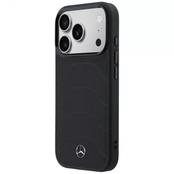 Ovitek Mercedes-Benz Leder Mesh z Bow Line MagSafe za iPhone 17 Pro Max, črn