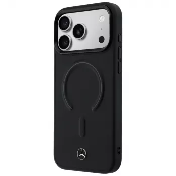 Ovitek Mercedes Leather 3D MagSafe za iPhone 17 Pro Max, črn
